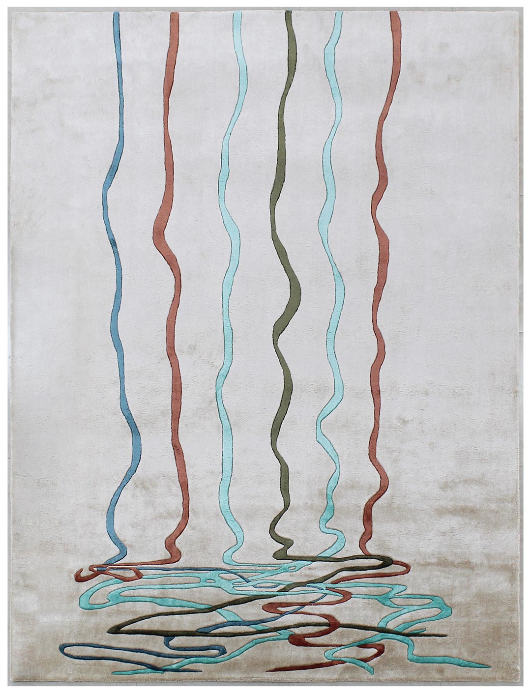 100% Bamboo Silk Handmade Carpet in Abstract style, Beige color Handtufted Rug - RC659