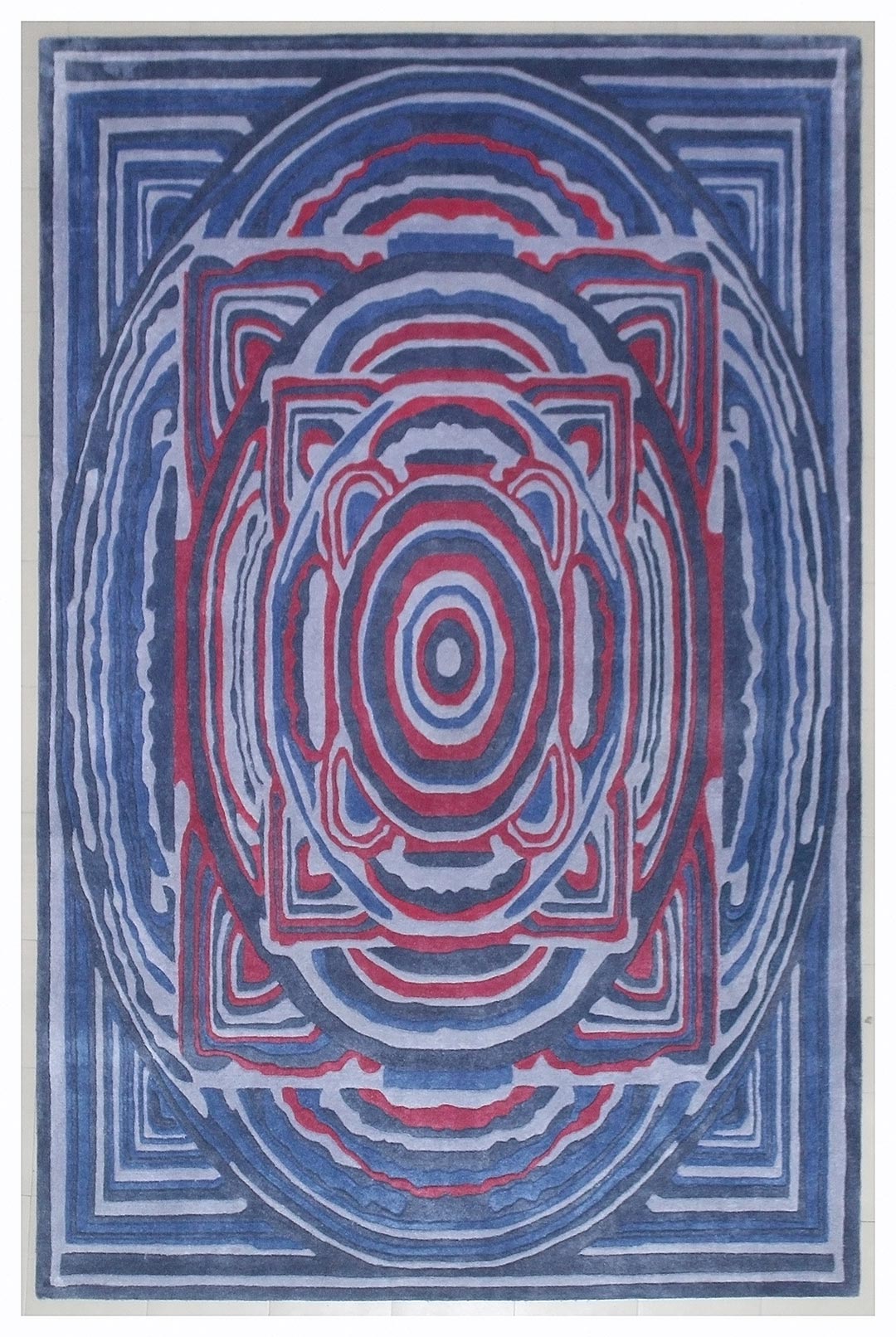 Pure Silk Handmade Carpet in Contemporary style, Blue color Handtufted Rug - RC78