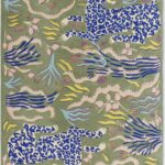 100% Wool Handmade Carpet in Abstract style, Green color Rug Handtufted Rug RC332A