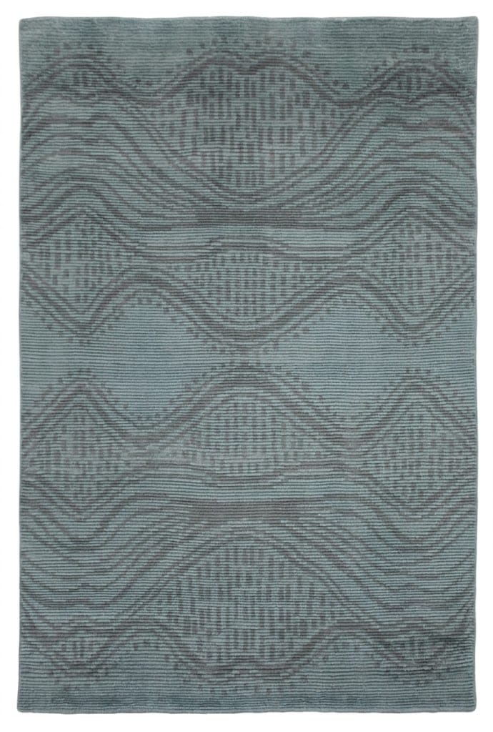 100% Fine Indian Wool | Striped Blue Handmade Carpet