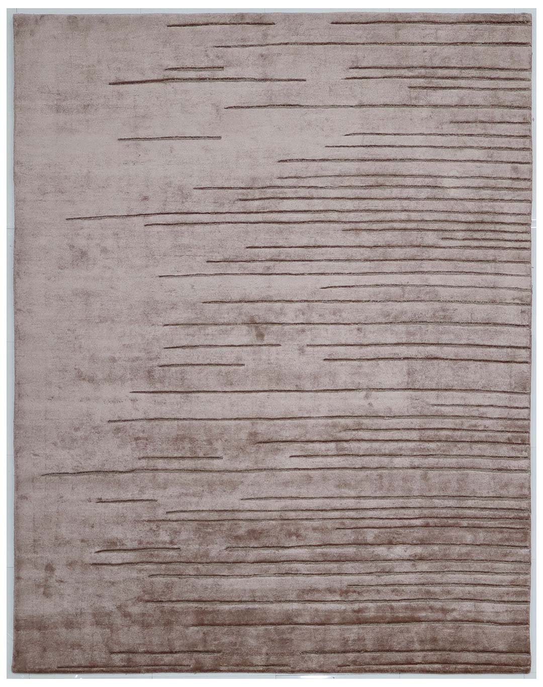 100% Bamboo Silk | Striped Minimalist Brown Color Hand tufted Rug - RC806