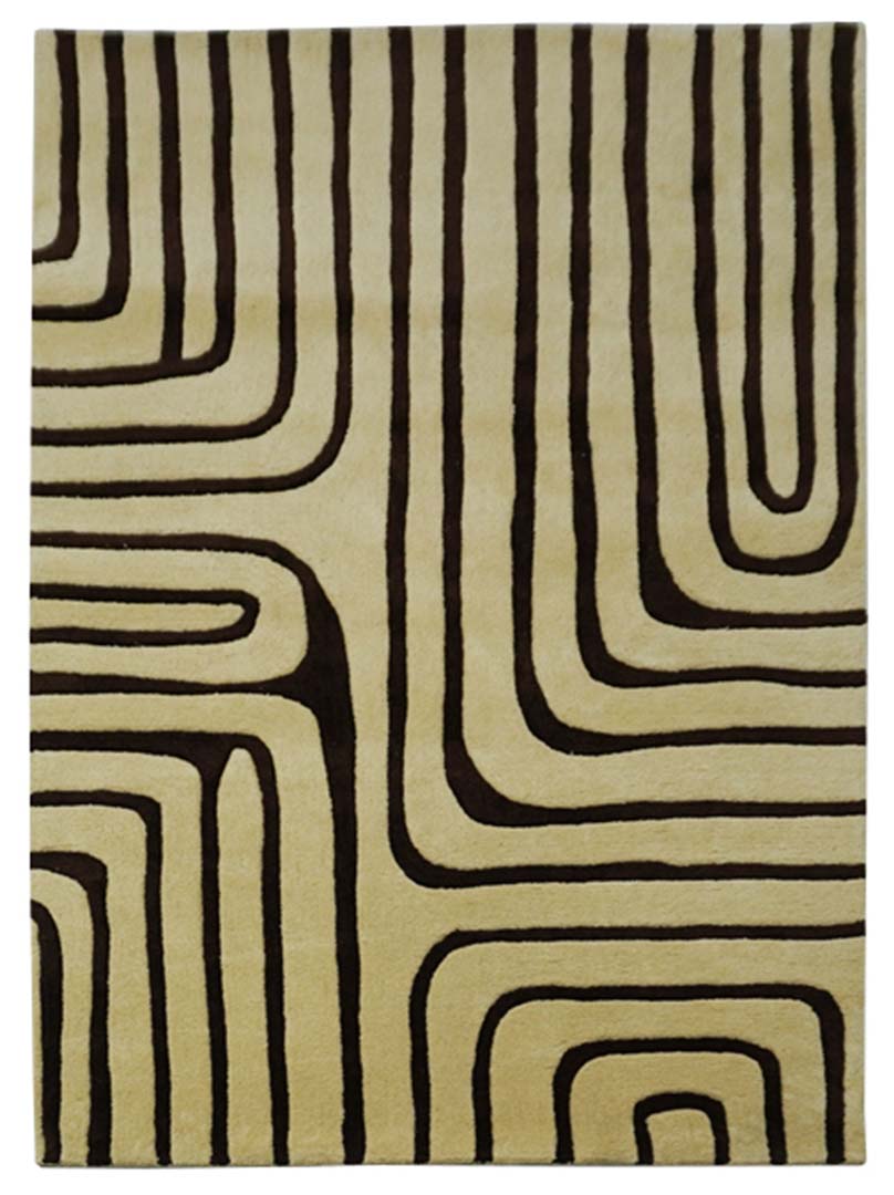 BCF Yarn | Minimalist Striped Beige Color Hand-tufted Rug - MC01