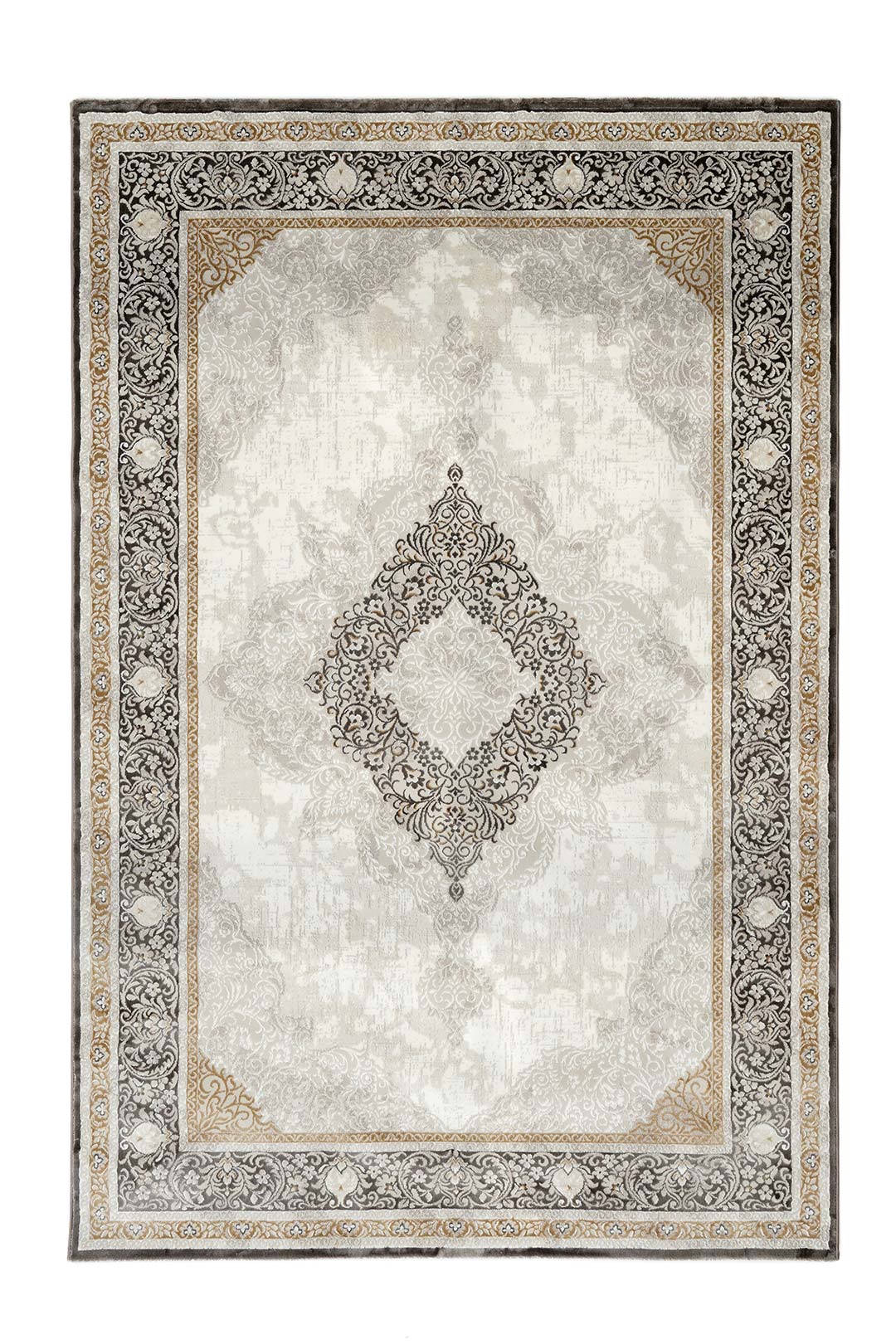 Machine Woven Area Rug,  Classic Dark Vizon Gold Color High-End Style - MR221