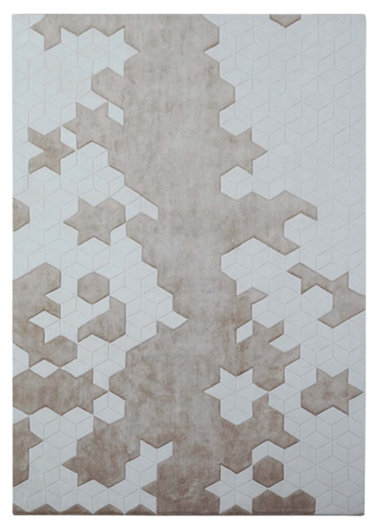 100% Bamboo Silk |Geometric Beige Color Hand-tufted Rug - RC1002