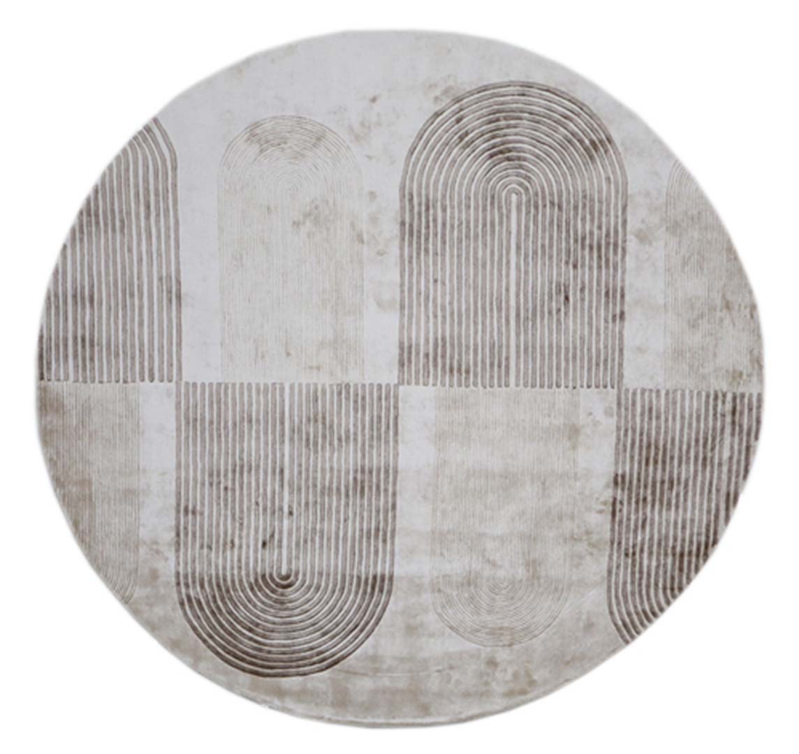 100% Bamboo Silk | Minimalist Abstract Beige Color Hand-tufted Rug -RC1025