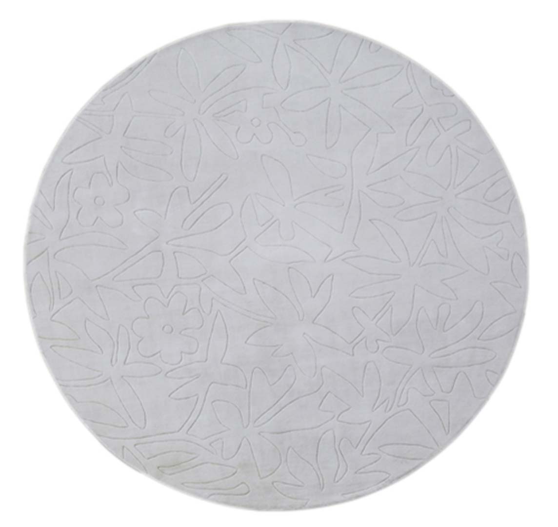 100% Bamboo Silk | Minimalist Floral Beige Color Hand-tufted Rug -RC1027