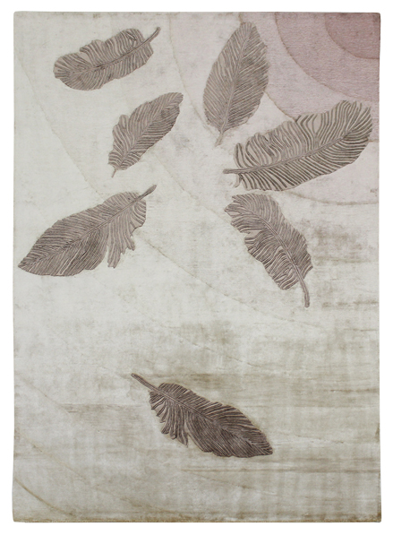 100% Bamboo Silk | Floral Beige Color Hand-tufted Rug -RC537A