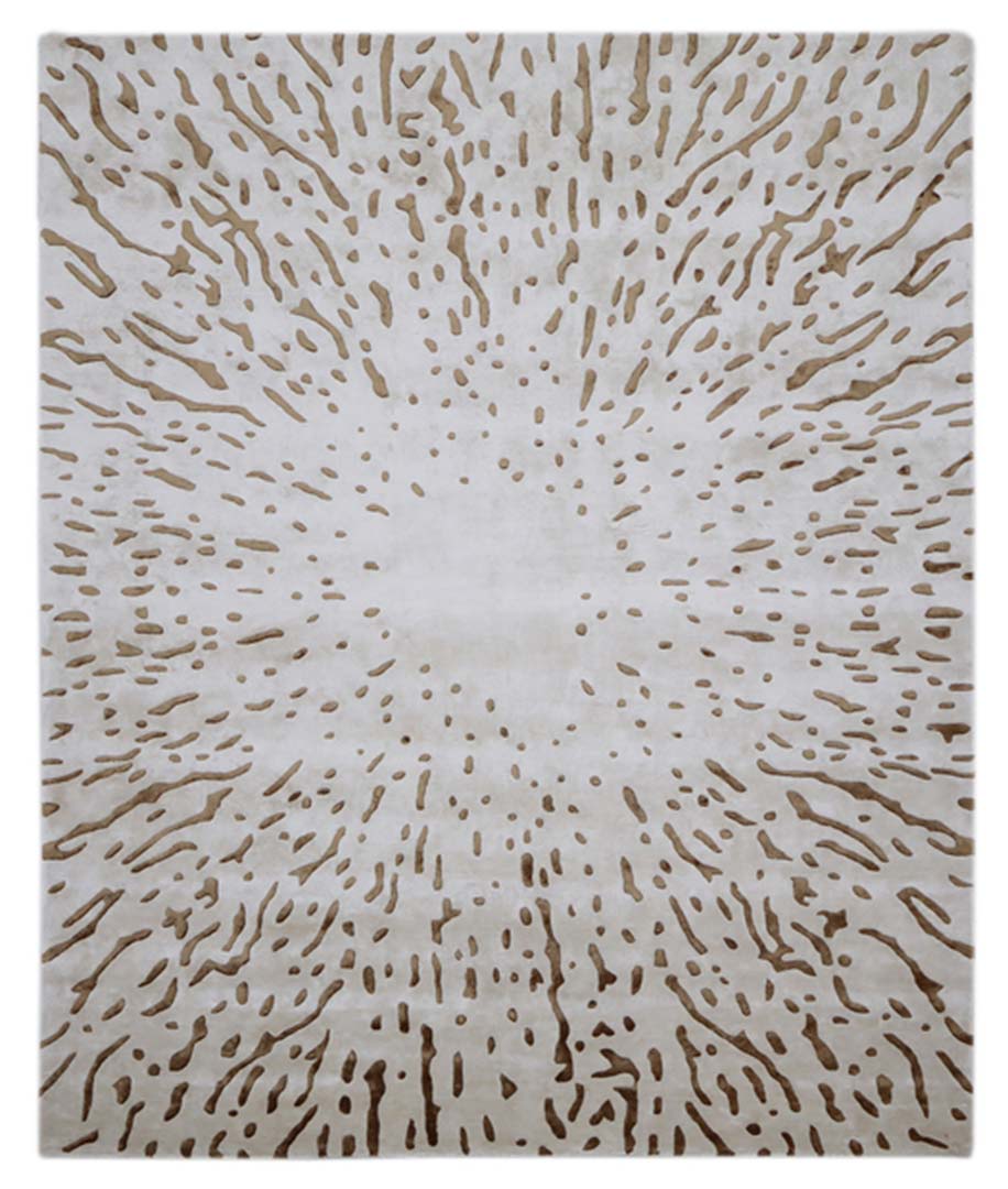 100% Bamboo Silk | Minimalist Abstract Beige Color Hand-tufted Rug -RC639