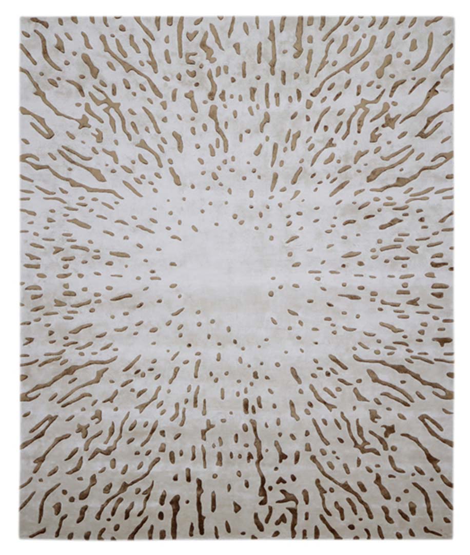 100% Bamboo Silk | Minimalist Abstract Beige Color Hand-tufted Rug -RC782