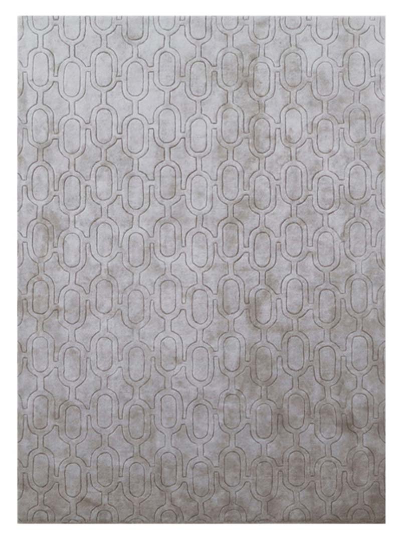 100% Tencel | Minimalist Geometric Brown Color Hand-tufted Rug -RC939