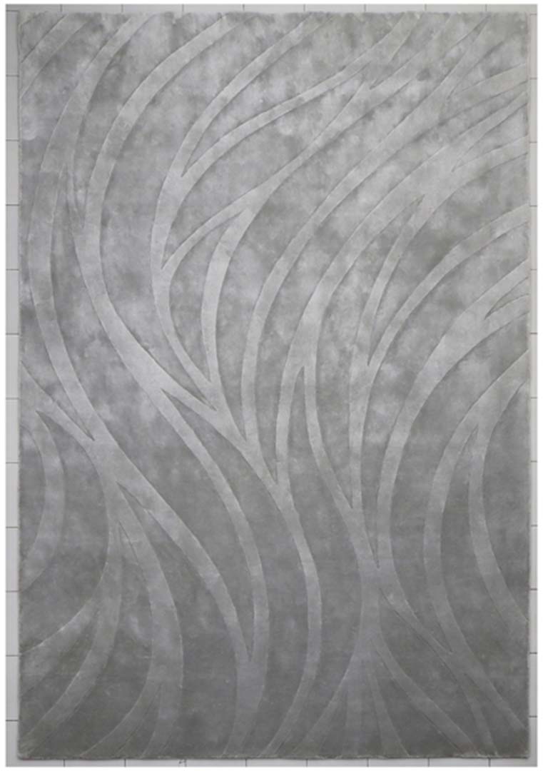 100% Bamboo Silk | Minimalist Stripe Grey Color Hand-tufted Rug -RC948A
