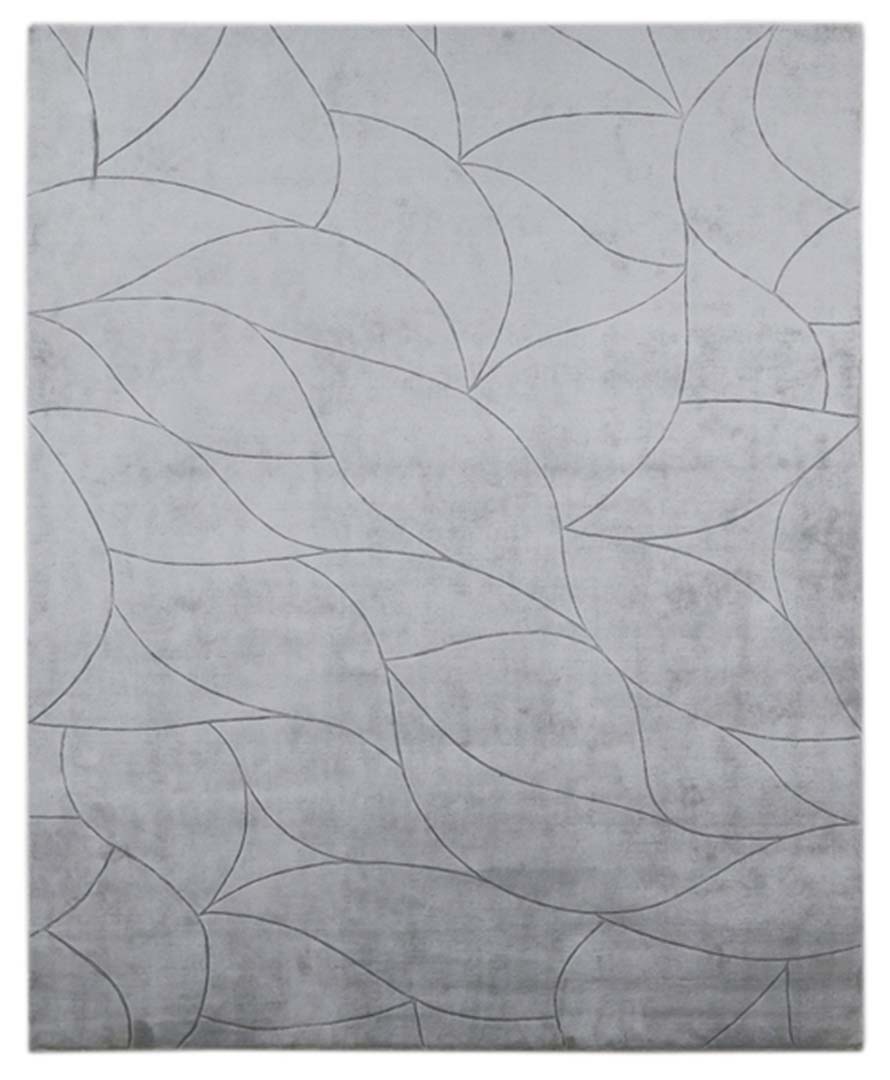 100% Tencel | Minimalist Floral Grey Color Hand-tufted Rug -RC949A