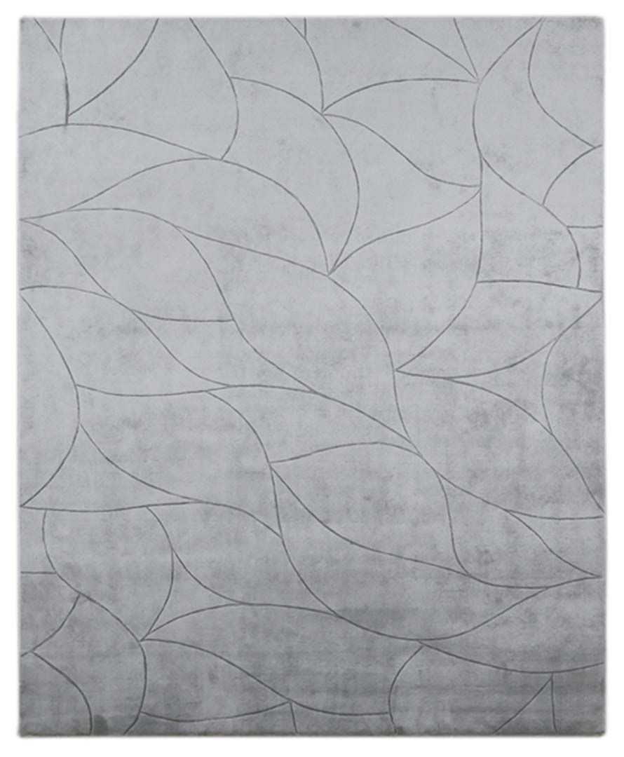 100% Tencel | Minimalist Floral Grey Color Hand-tufted Rug -RC949B