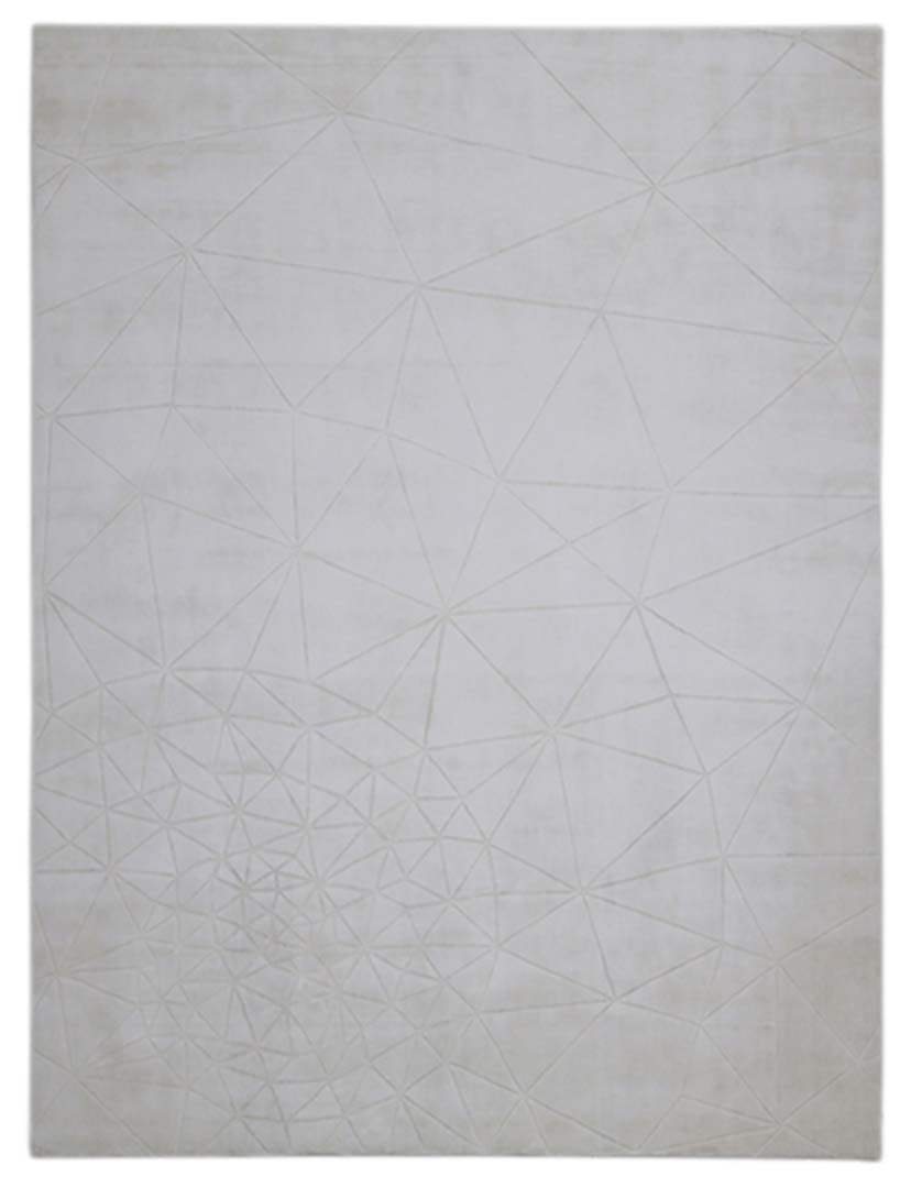 100% Tencel | Minimalist Geometric Beige Color Hand-tufted Rug -RC953A