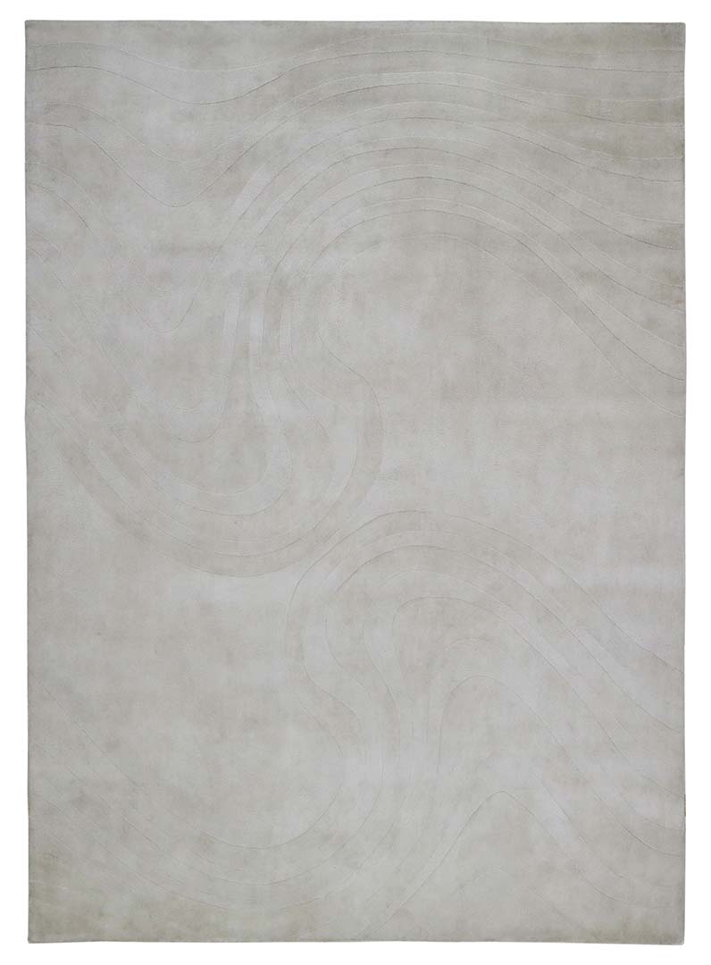 100% Bamboo Silk | Minimalist Cream Color Hand-tufted Rug - RC960