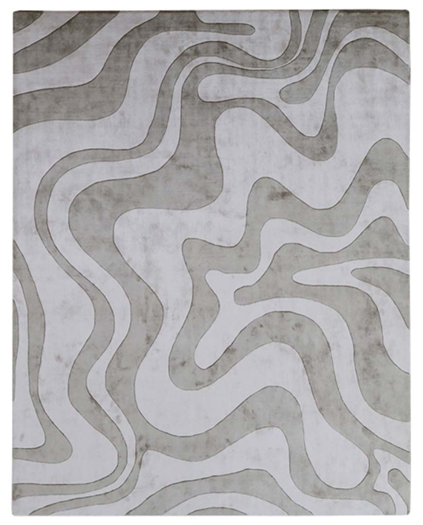 100% Bamboo Silk | Minimalist Modern Brown Color Hand-tufted Rug -RC962