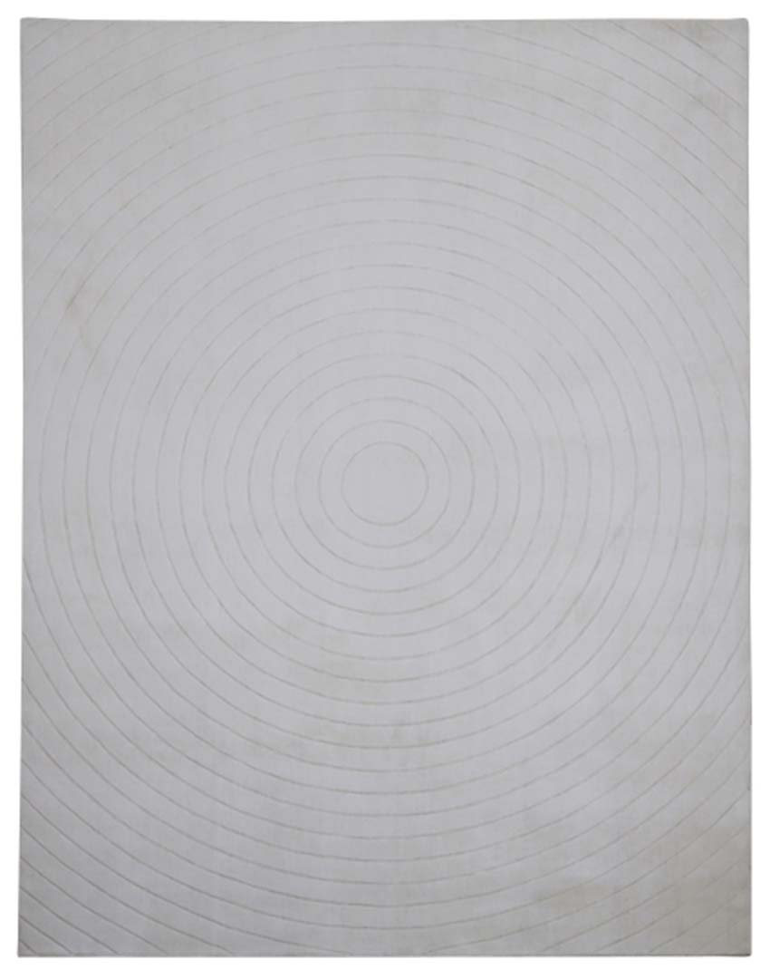 100% Bamboo Silk | Minimalist Stripe Beige Color Hand-tufted Rug -RC968