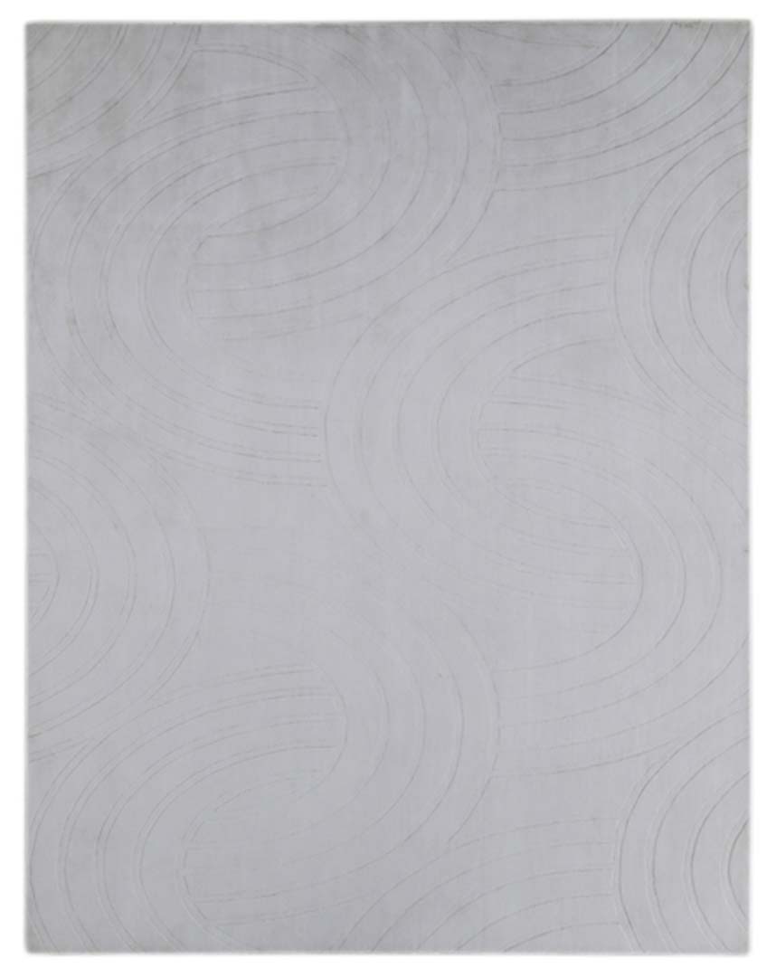 100% Bamboo Silk | Minimalist Contemporary Beige Color Hand-tufted Rug - RC978A