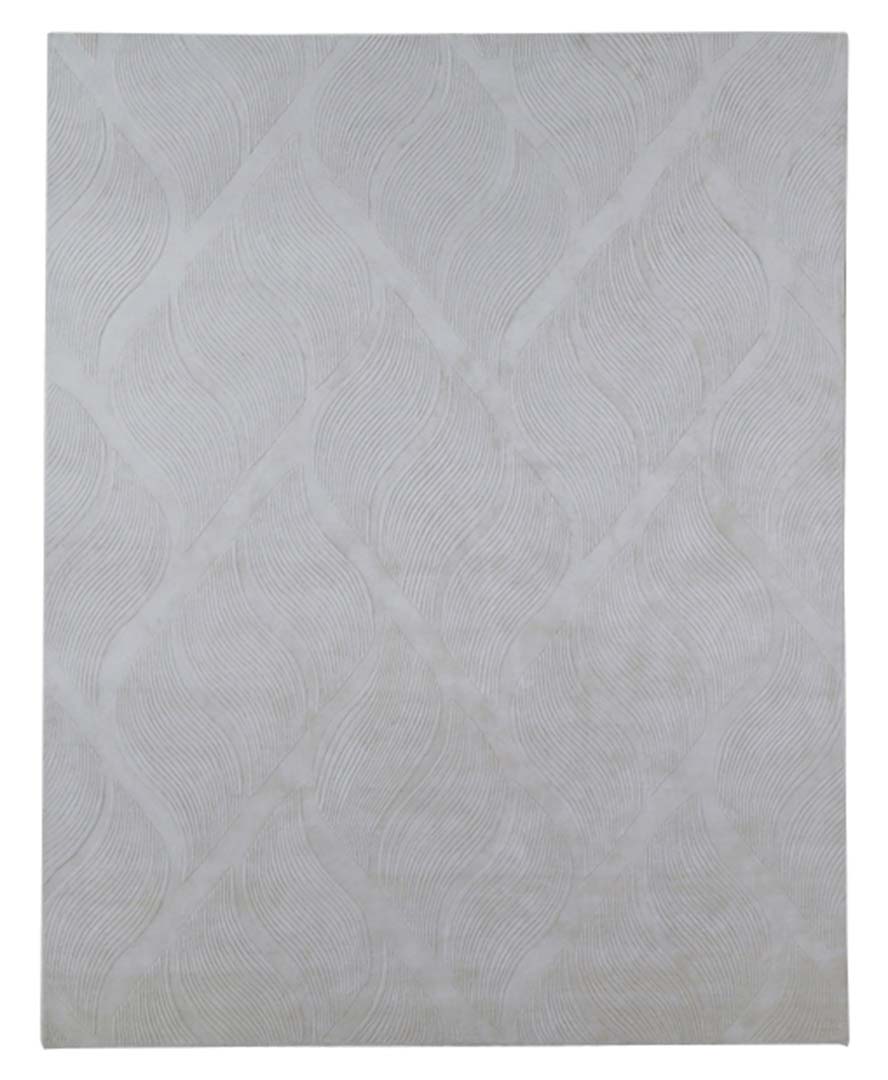 100% Bamboo Silk | Minimalist Contemporary Beige Color Hand-tufted Rug - RC982