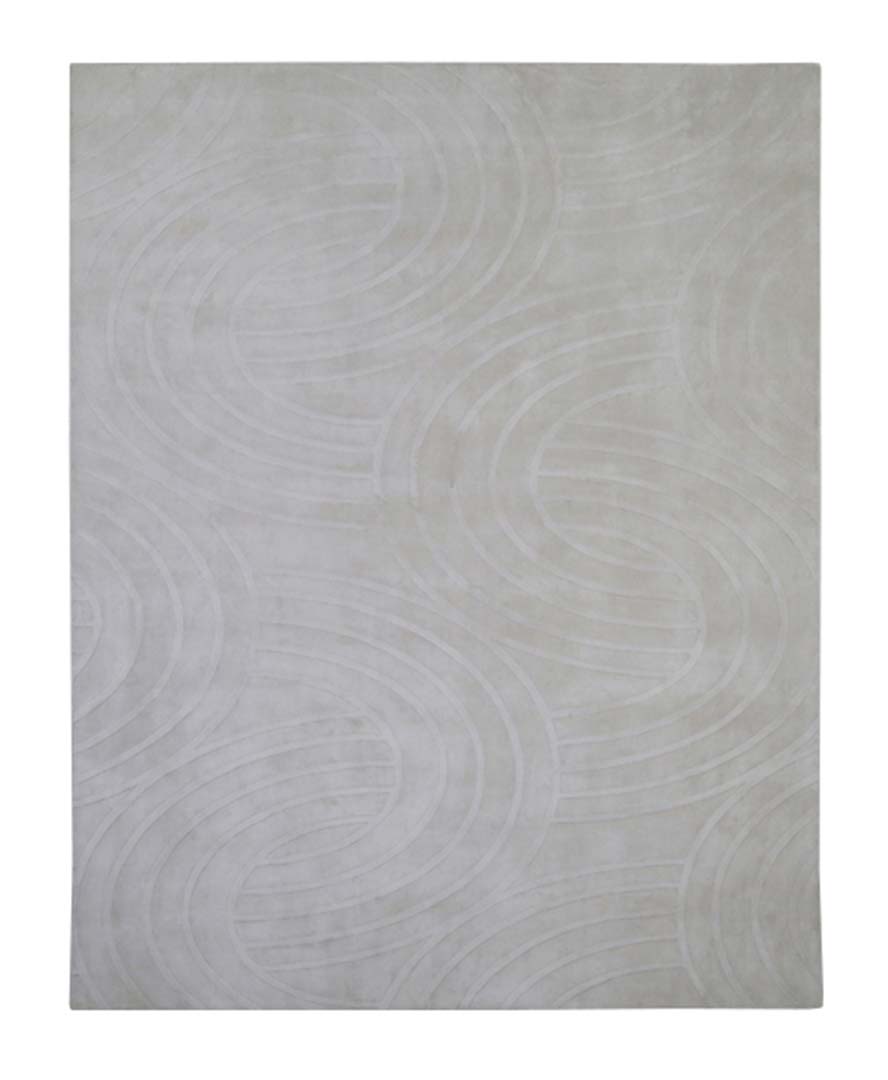 100% Bamboo Silk | Minimalist Stripe Beige Color Hand-tufted Rug - RC985