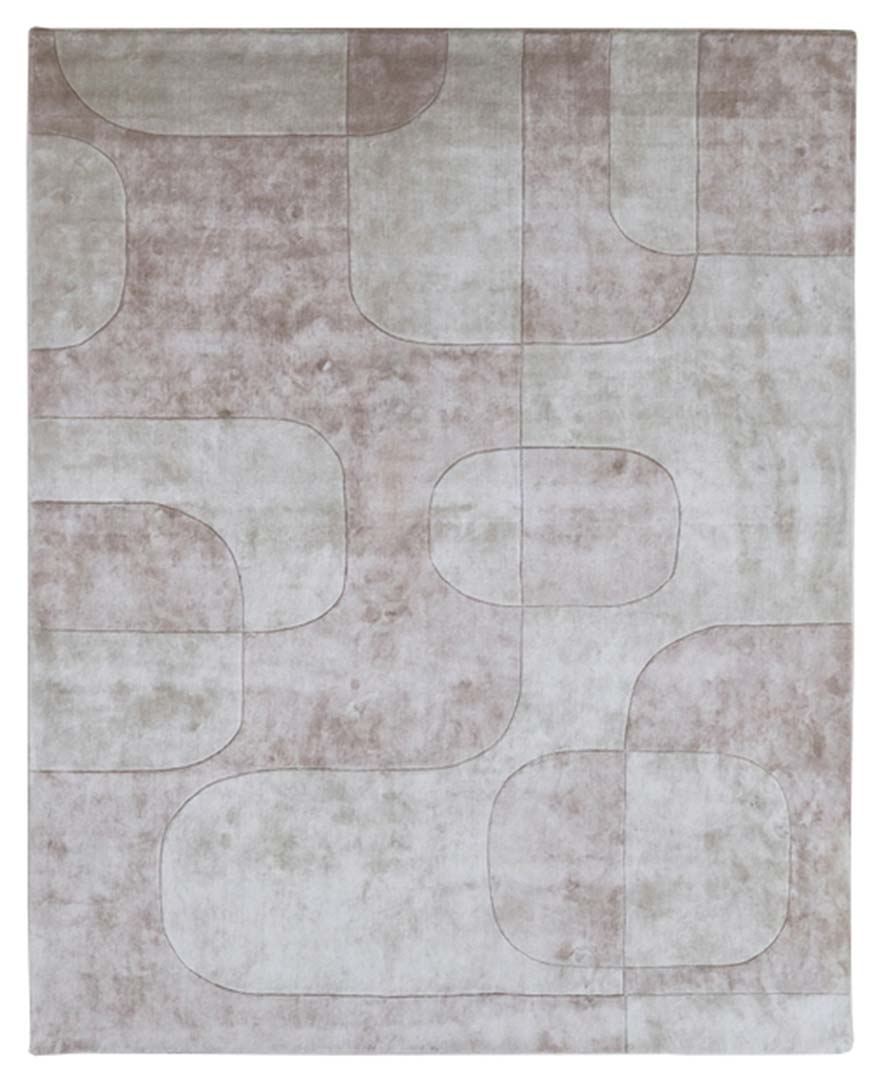 100% Bamboo Silk | Minimalist Abstract Brown Color Hand-tufted Rug -RC992