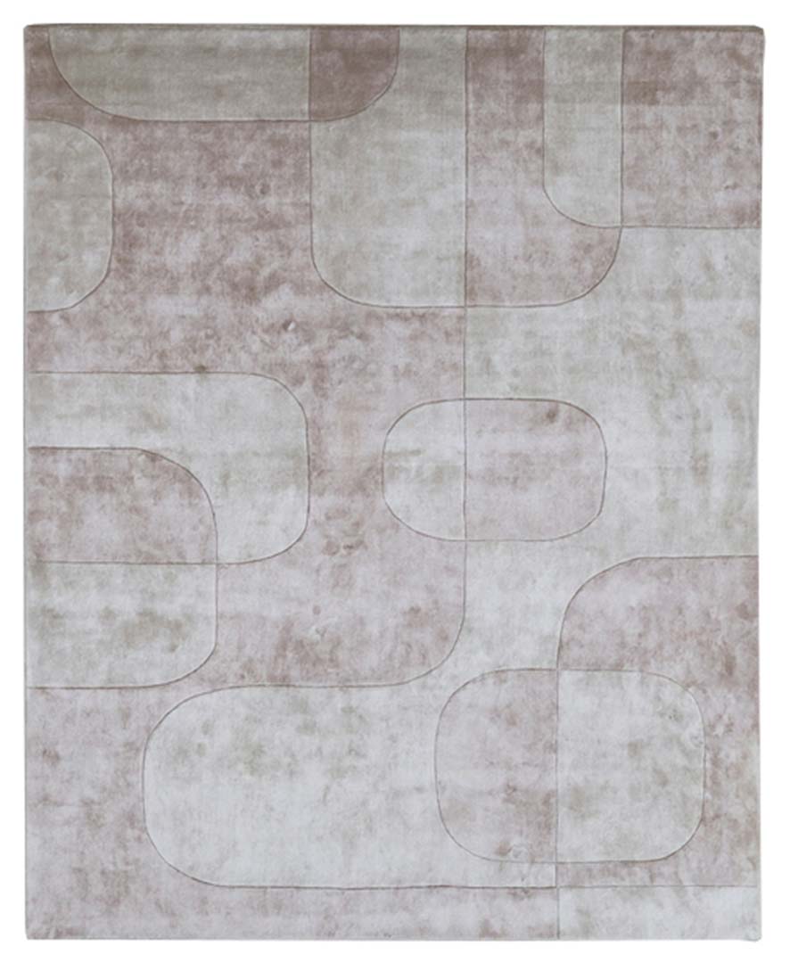 100% Bamboo Silk | Minimalist Abstract Brown Color Hand-tufted Rug -RC993