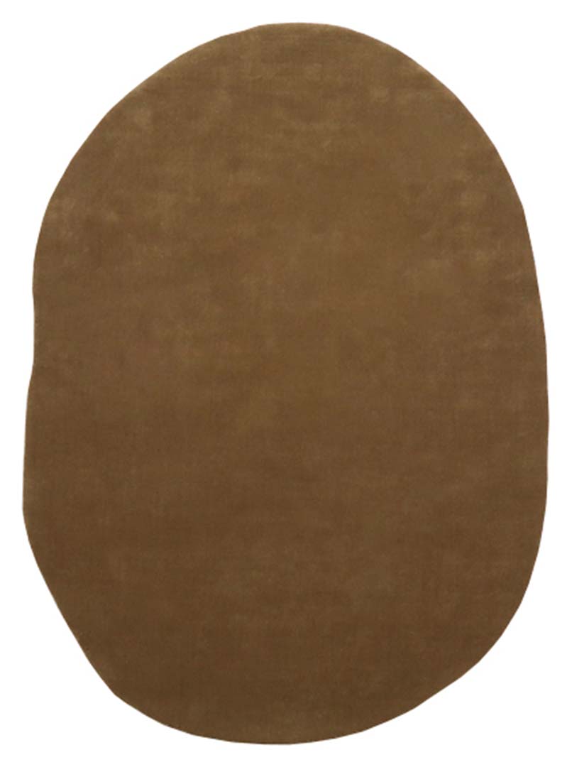 100% New Zealand Wool | Irregular Minimalist Brown Color Loom-knotted Rug -ST-305