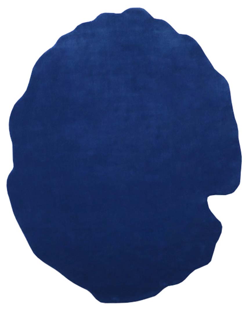 100% New Zealand Wool | Irregular Minimalist Blue Color Loom-knotted Rug -ST-307