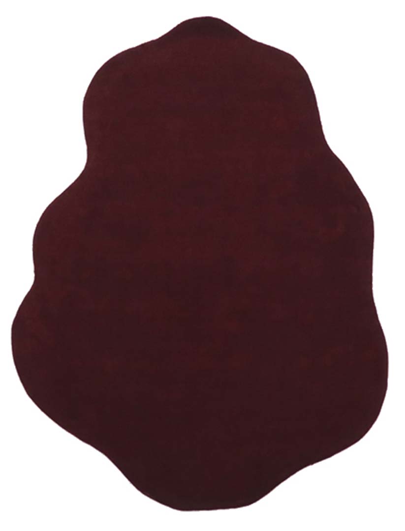 100% New Zealand Wool | Irregular Minimalist Maroon Color Loom-knotted Rug -ST-309