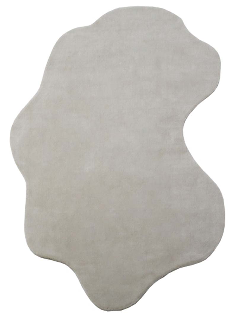 100% New Zealand Wool | Irregular Minimalist Beige Color Loom-knotted Rug -ST-311