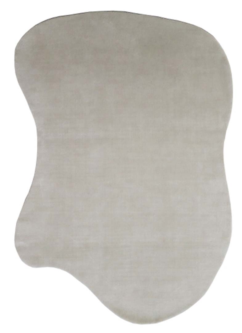 100% New Zealand Wool | Irregular Minimalist Beige Color Loom-knotted Rug -ST-315