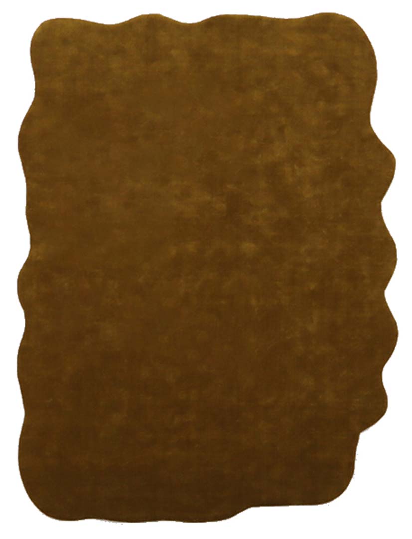 100% New Zealand Wool | Irregular Minimalist Brown Color Loom-knotted Rug -ST-316