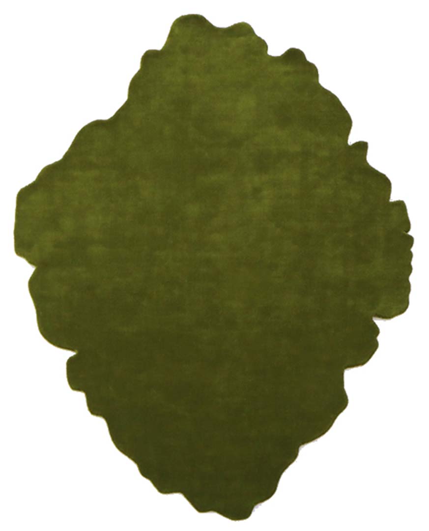 100% New Zealand Wool | Irregular Minimalist Green Color Loom-knotted Rug -ST-317