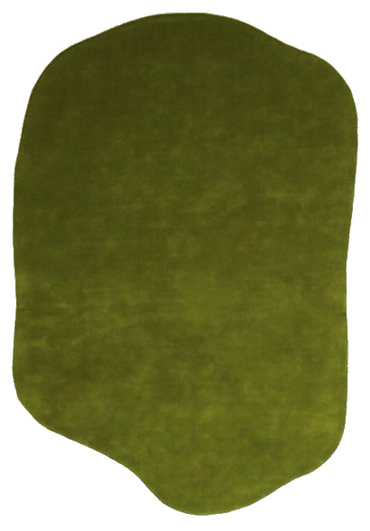 100% New Zealand Wool | Irregular Minimalist Green Color Loom-knotted Rug -ST-320