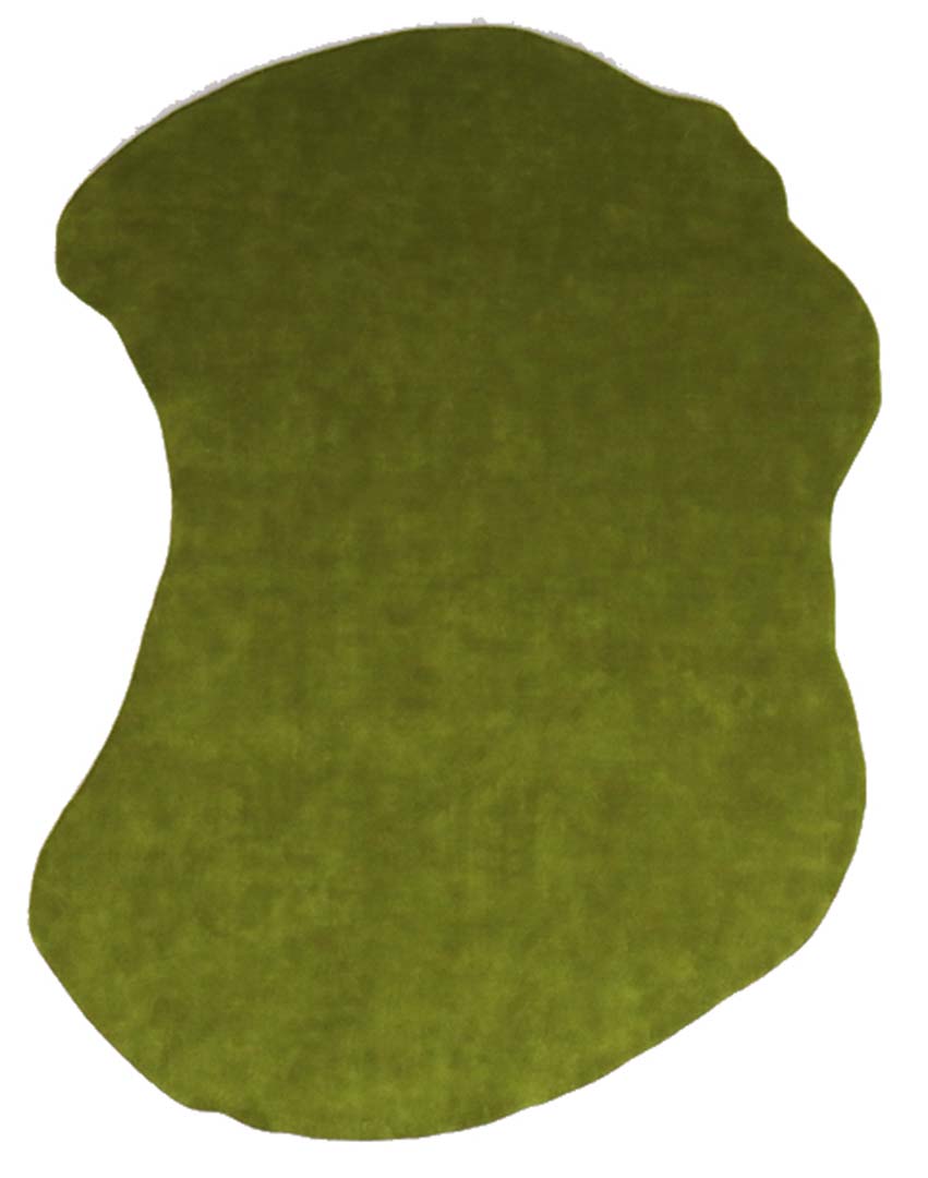 100% New Zealand Wool | Irregular Minimalist Green Color Loom-knotted Rug -ST-322