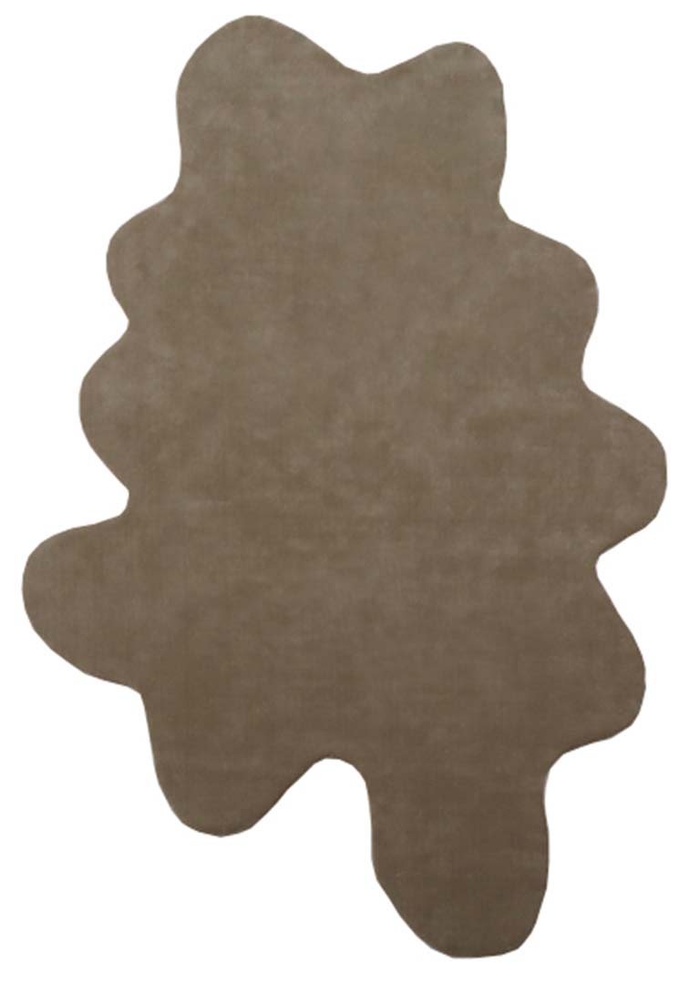 100% New Zealand Wool | Irregular Minimalist Brown Color Loom-knotted Rug -ST-327