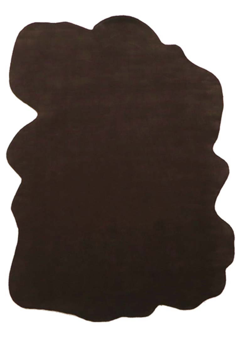 100% New Zealand Wool | Irregular Minimalist Brown Color Loom-knotted Rug -ST-329