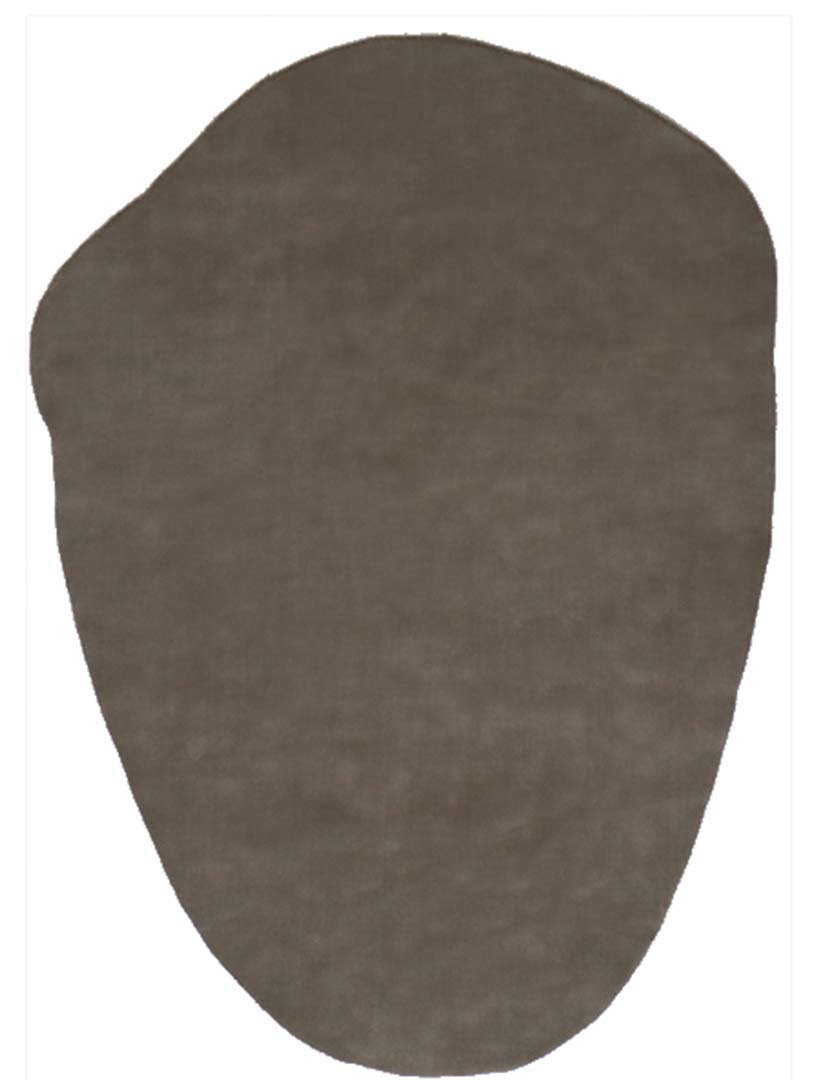 100% New Zealand Wool | Irregular Minimalist Brown Color Loom-knotted Rug -ST-332
