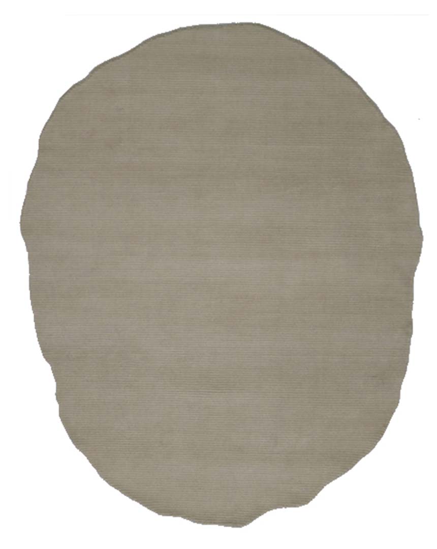 100% New Zealand Wool | Irregular Minimalist Beige Color Loom-knotted Rug -ST-337
