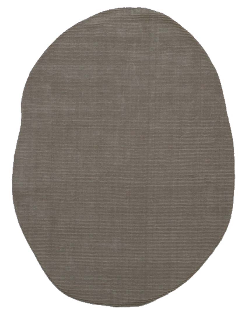 100% New Zealand Wool | Irregular Minimalist Beige Color Loom-knotted Rug -ST-340