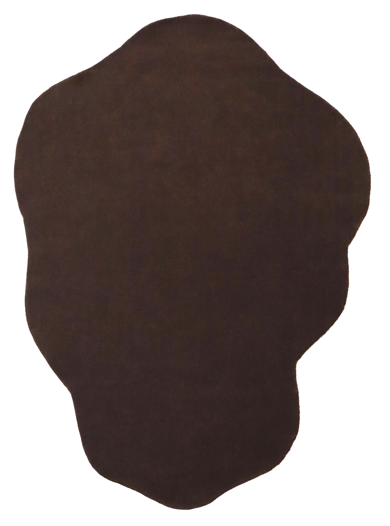 100% New Zealand Wool Carpet |Minimalist Dark Brown Loom knotted Irregular Rug