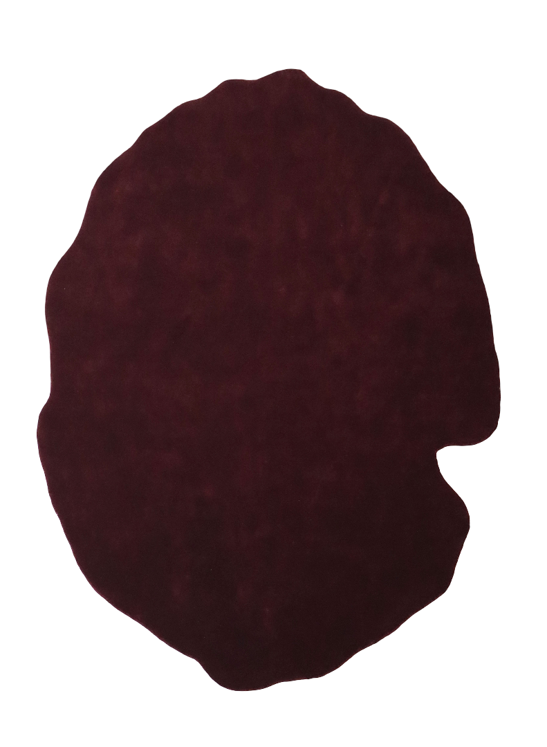 100% New Zealand Wool Carpet |Minimalist Maroon Loom knotted Irregular Rug