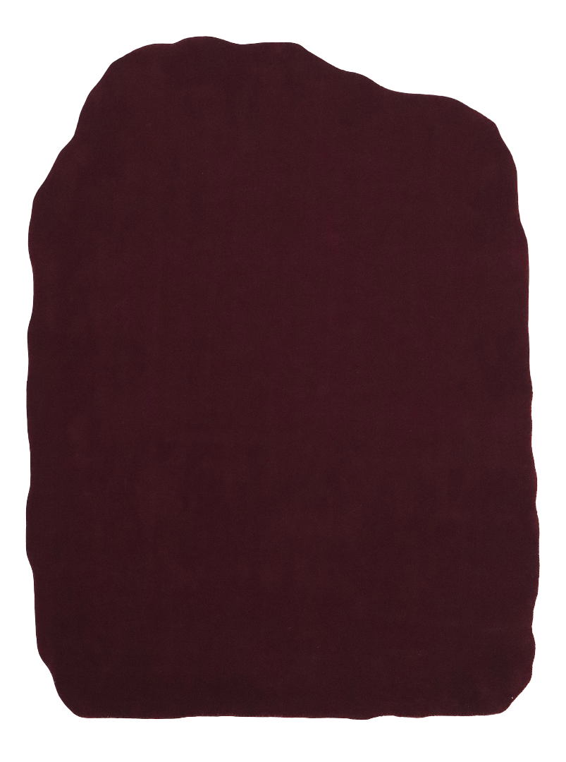 100% New Zealand Wool Carpet |Minimalist Maroon Loom knotted Irregular Rug