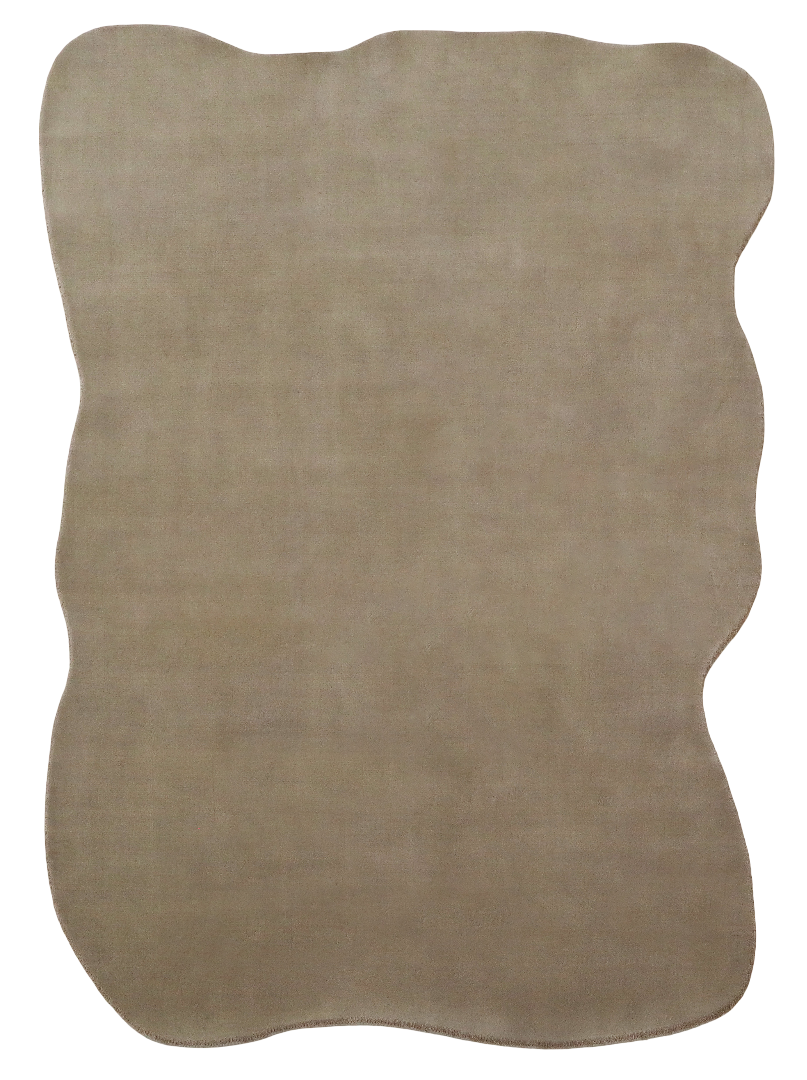 100% New Zealand Wool Carpet |Minimalist Brown Loom knotted Irregular Rug