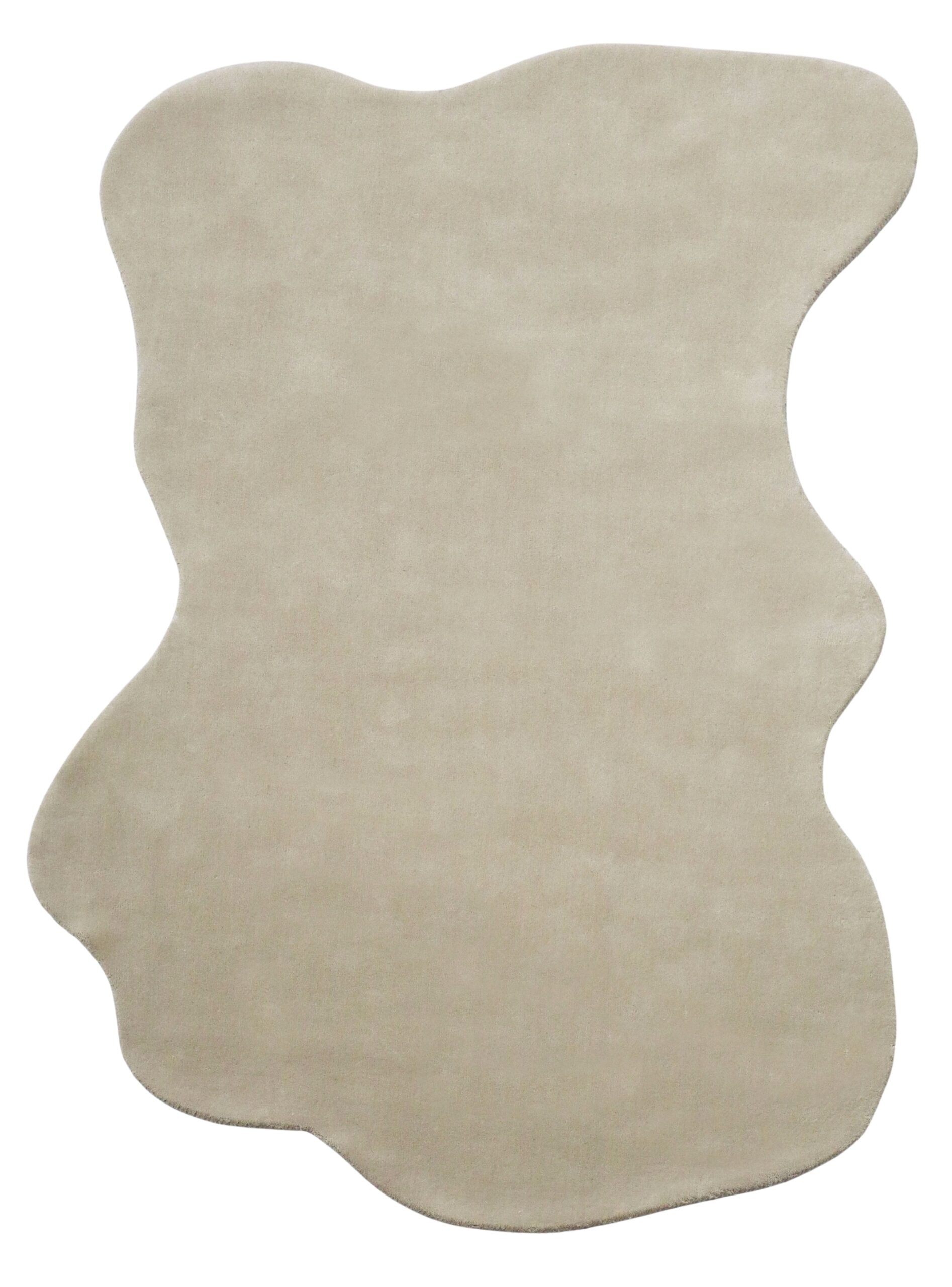 100% New Zealand Wool Carpet |Minimalist Beige Loom knotted Irregular Rug