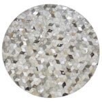 Handmade Round Hair on Leather Carpet