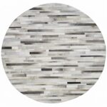 Handmade Round Hair on Leather Carpet
