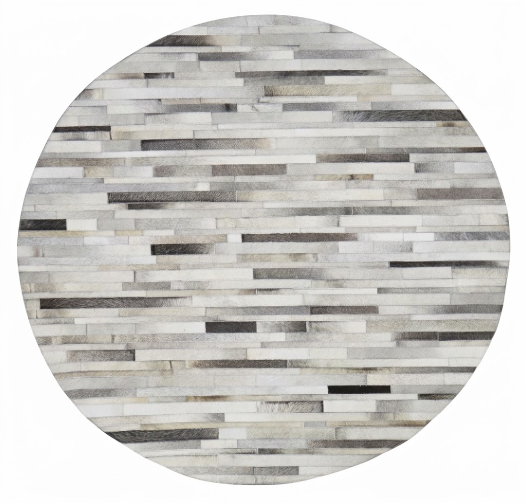 Handmade Round Hair on Leather Carpet