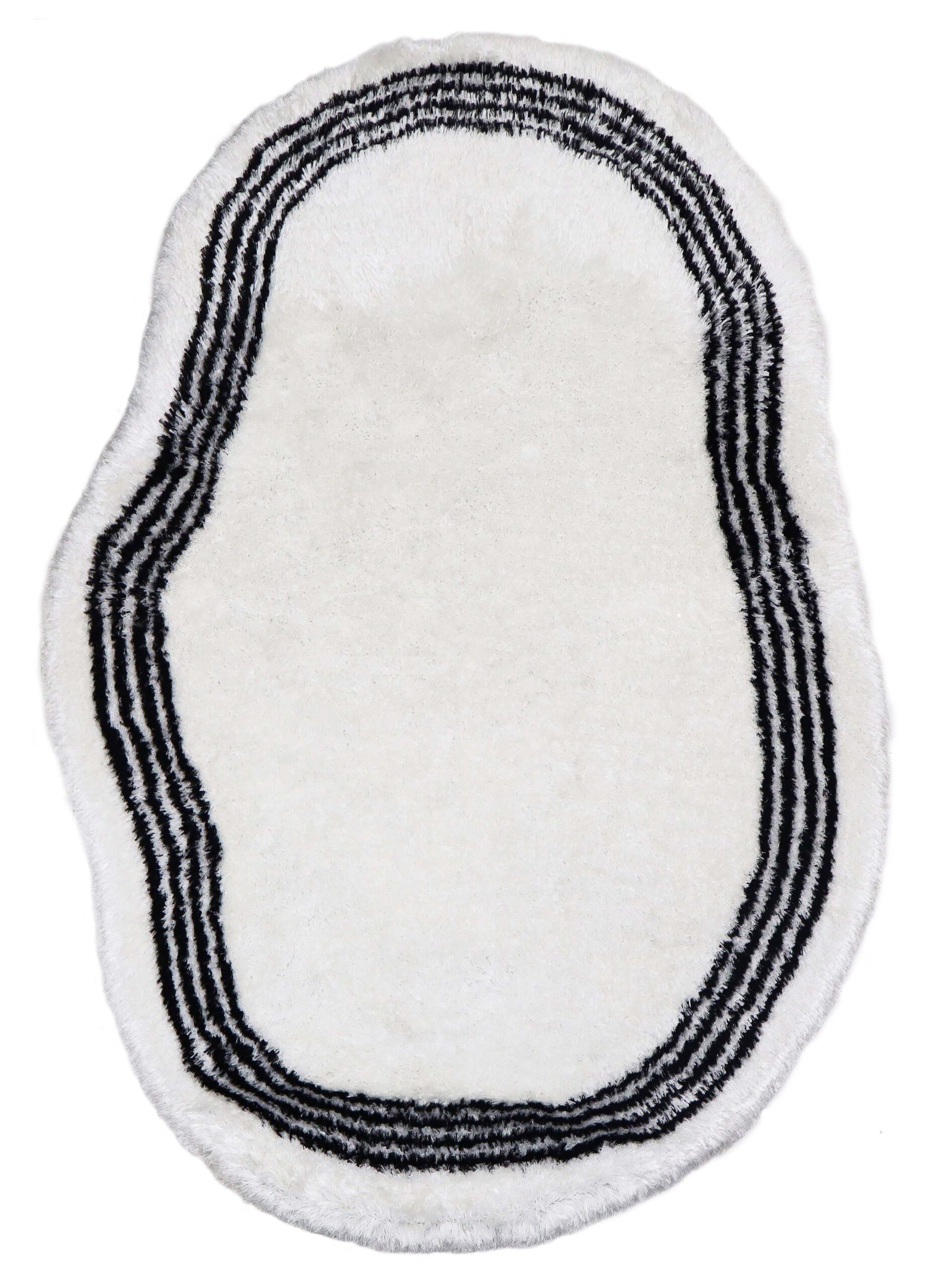 Handmade White Irregular Shaggy Carpet