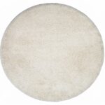 Handmade Cream Round Shaggy Carpet